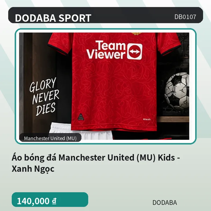 Áo bóng đá Manchester United (MU) Kids - Xanh Ngọc