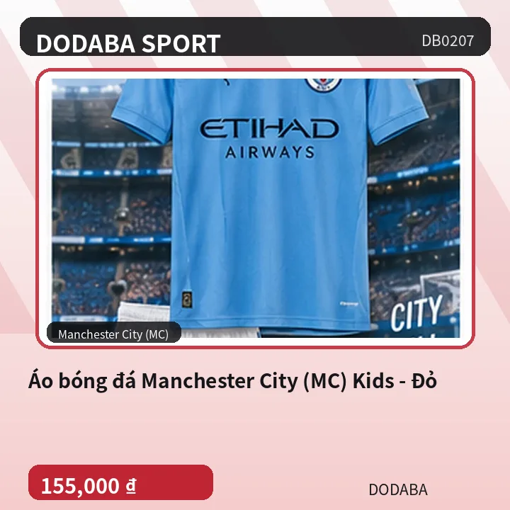 Áo bóng đá Manchester City (MC) Kids - Đỏ