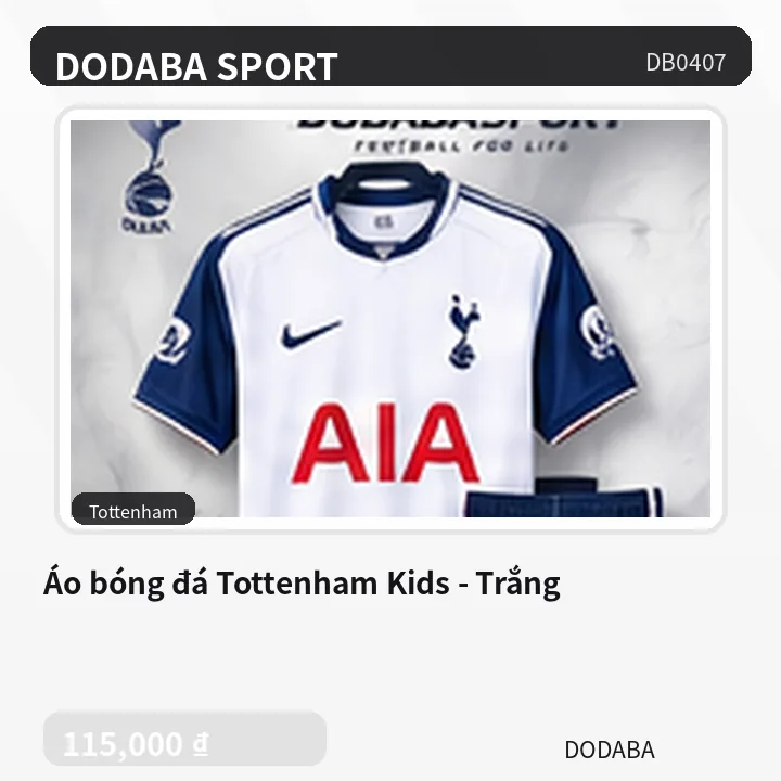 Áo bóng đá Tottenham Kids - Trắng