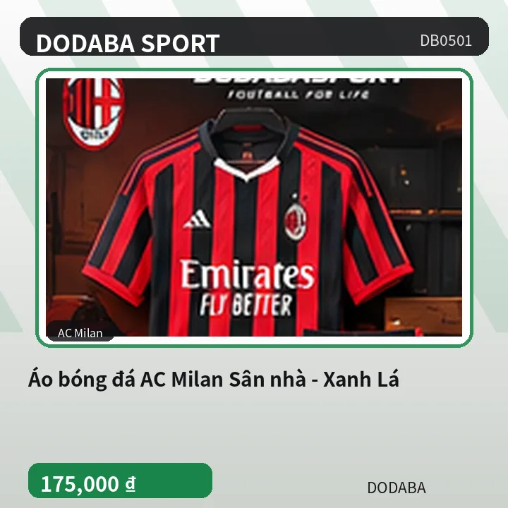 Áo bóng đá AC Milan Sân nhà - Xanh Lá