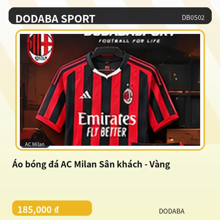 Áo bóng đá AC Milan Sân khách - Vàng