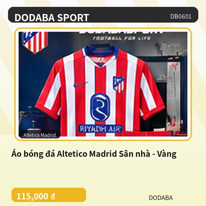 Áo bóng đá Altetico Madrid Sân nhà - Vàng