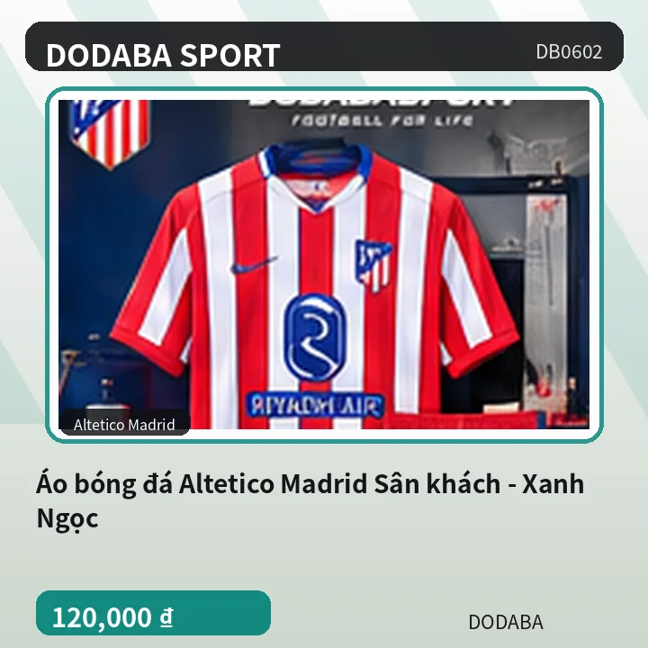 Áo bóng đá Altetico Madrid Sân khách - Xanh Ngọc