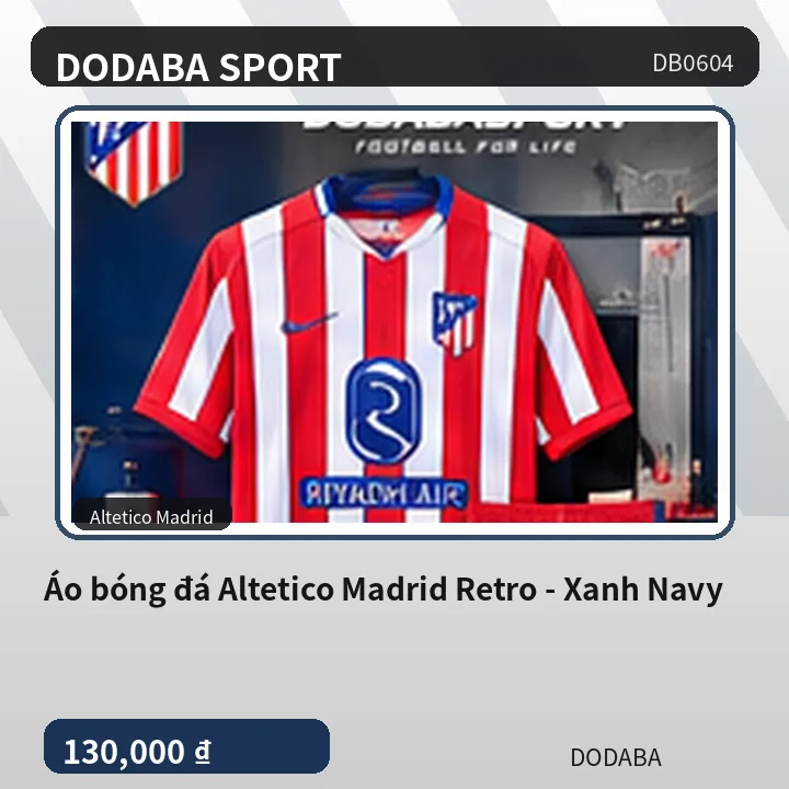 Áo bóng đá Altetico Madrid Retro - Xanh Navy