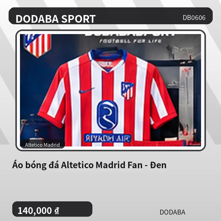 Áo bóng đá Altetico Madrid Fan - Đen