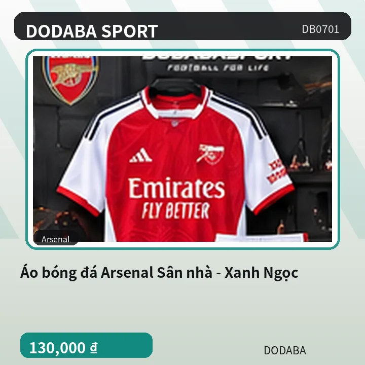 Áo bóng đá Arsenal Sân nhà - Xanh Ngọc