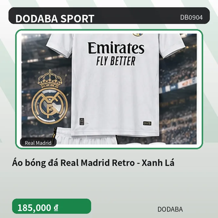 Áo bóng đá Real Madrid Retro - Xanh Lá