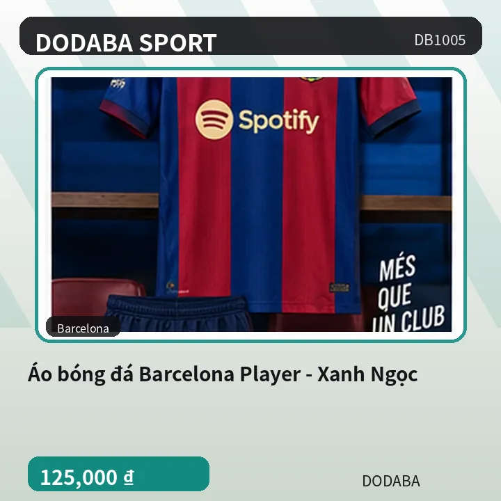 Áo bóng đá Barcelona Player - Xanh Ngọc