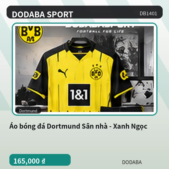 Áo bóng đá Dortmund Sân nhà - Xanh Ngọc
