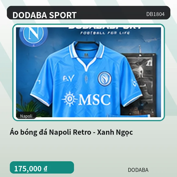 Áo bóng đá Napoli Retro - Xanh Ngọc