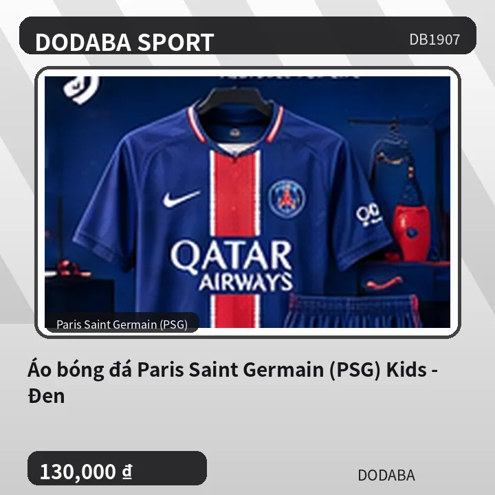 Áo bóng đá Paris Saint Germain (PSG) Kids - Đen