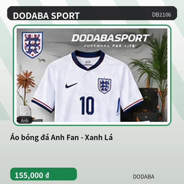 Áo bóng đá Anh Fan - Xanh Lá