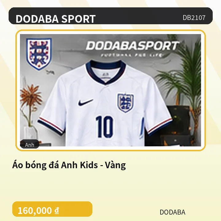 Áo bóng đá Anh Kids - Vàng