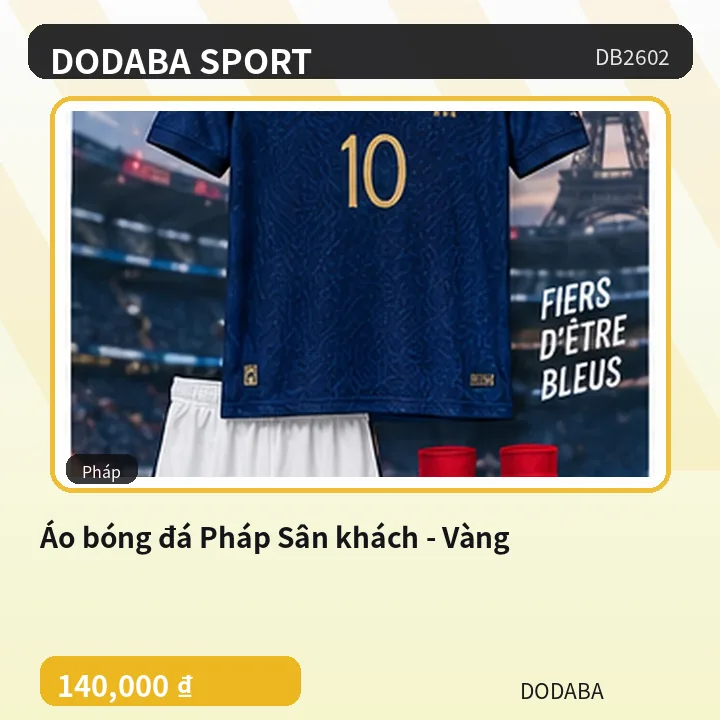 Áo bóng đá Pháp Sân khách - Vàng