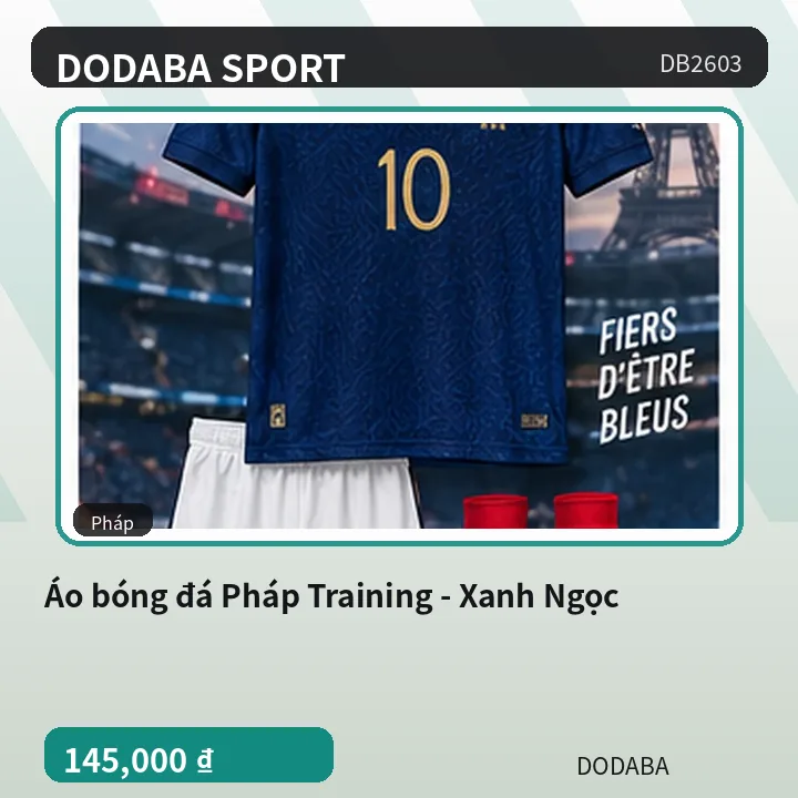 Áo bóng đá Pháp Training - Xanh Ngọc