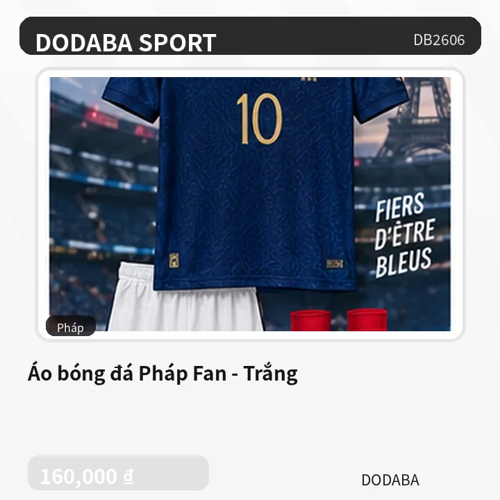 Áo bóng đá Pháp Fan - Trắng