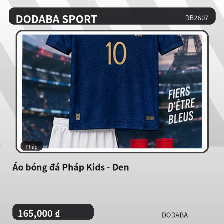 Áo bóng đá Pháp Kids - Đen