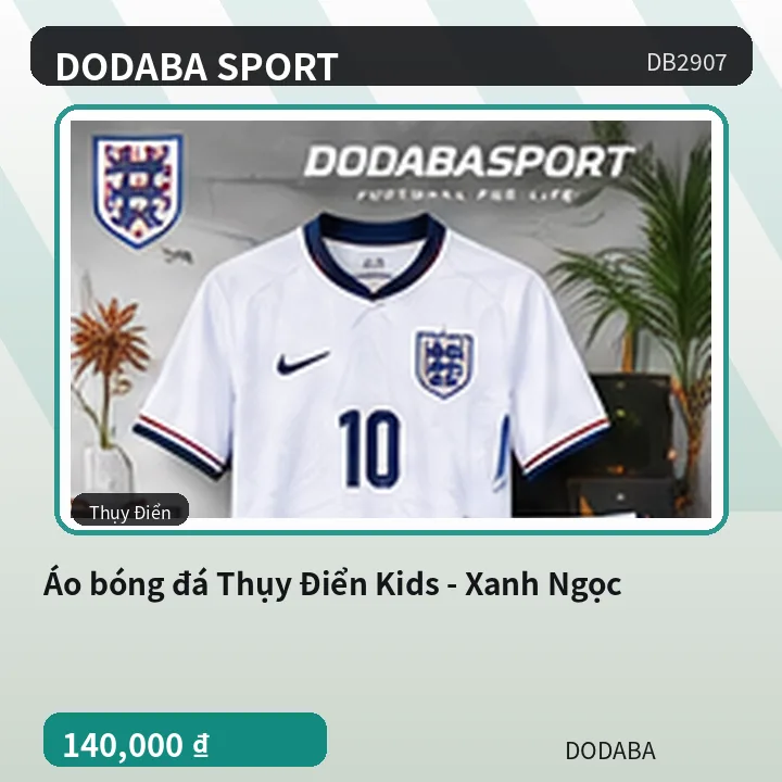 Áo bóng đá Thụy Điển Kids - Xanh Ngọc