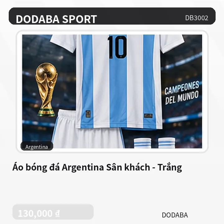 Áo bóng đá Argentina Sân khách - Trắng