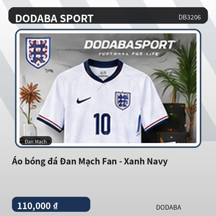 Áo bóng đá Đan Mạch Fan - Xanh Navy