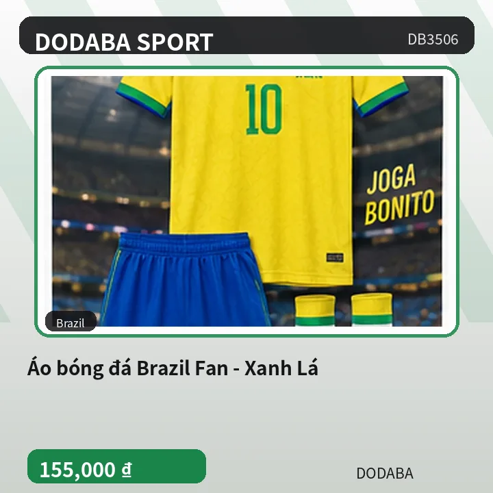 Áo bóng đá Brazil Fan - Xanh Lá