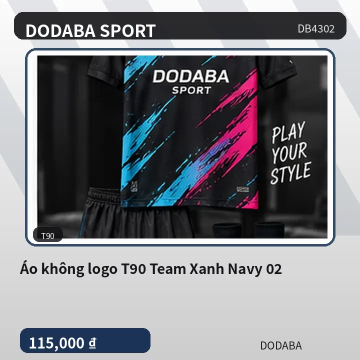 Áo không logo T90 Team Xanh Navy 02